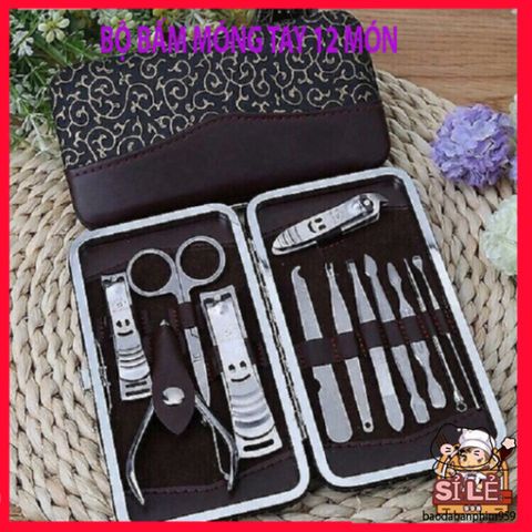 Bộ Dụng Cụ Làm Móng Tay Cao Cấp 12 Món - Kềm, Kéo, Nhíp, Cắt Lông Mũi, Dũa, Cây Nặn Mụn - Chăm Sóc Sắc Đẹp Tại Nhà