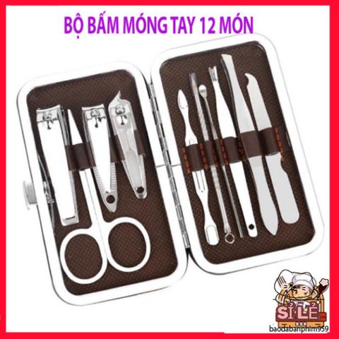 Bộ Dụng Cụ Làm Móng Tay Cao Cấp 12 Món - Kềm, Kéo, Nhíp, Cắt Lông Mũi, Dũa, Cây Nặn Mụn - Chăm Sóc Sắc Đẹp Tại Nhà