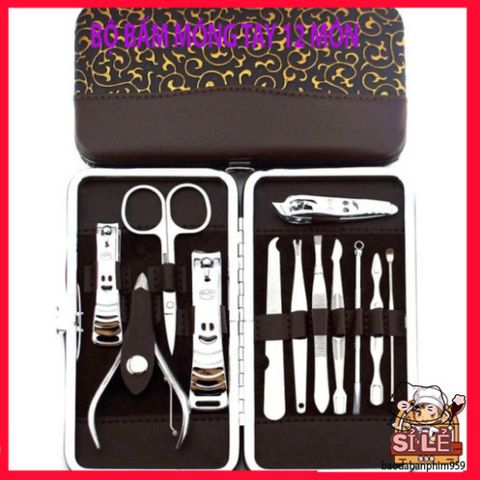 Bộ Dụng Cụ Làm Móng Tay Cao Cấp 12 Món - Kềm, Kéo, Nhíp, Cắt Lông Mũi, Dũa, Cây Nặn Mụn - Chăm Sóc Sắc Đẹp Tại Nhà