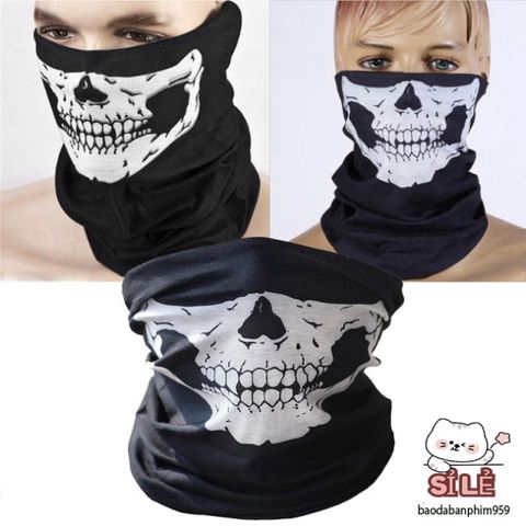 Khẩu Trang Che Mặt 3D Hình Đầu Lâu Punisher - Khăn Đa Năng Cá Tính Cho Thể Thao Ngoài Trời, Chống Nắng và Lạnh