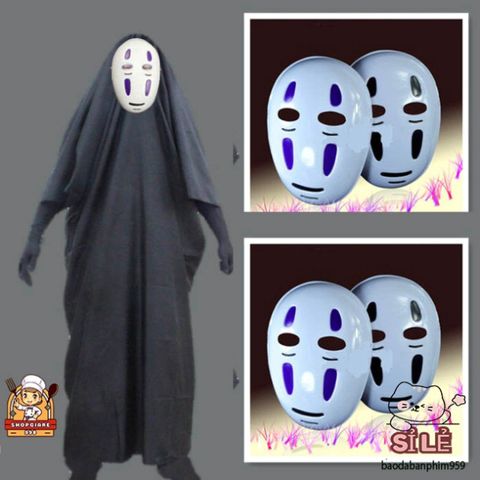 Bộ Trang Phục Vô Diện Spirited Away - Áo Khoác Đen, Mặt Nạ & Găng Tay, Trang Phục Hóa Trang Cho Trẻ Em và Người Lớn