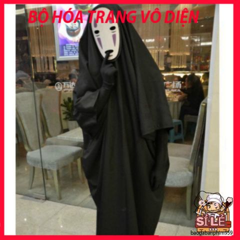 Bộ Trang Phục Vô Diện Spirited Away - Áo Khoác Đen, Mặt Nạ & Găng Tay, Trang Phục Hóa Trang Cho Trẻ Em và Người Lớn