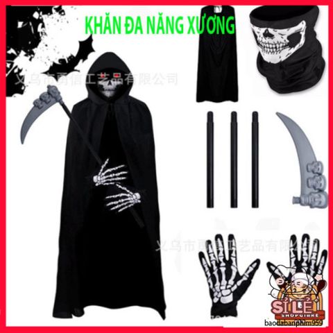 Khẩu Trang Xương Ma Đầu Lâu và Khăn Đa Chức Năng 50cm - Phụ Kiện Thời Trang Độc Đáo Cho Hoạt Động Ngoài Trời, Vải Lanh Thoáng Mát