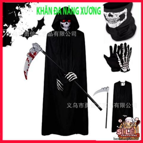 Khẩu Trang Xương Ma Đầu Lâu và Khăn Đa Chức Năng 50cm - Phụ Kiện Thời Trang Độc Đáo Cho Hoạt Động Ngoài Trời, Vải Lanh Thoáng Mát