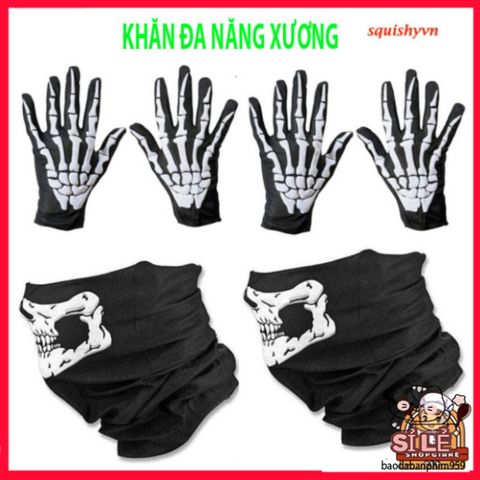 Khẩu Trang Xương Ma Đầu Lâu và Khăn Đa Chức Năng 50cm - Phụ Kiện Thời Trang Độc Đáo Cho Hoạt Động Ngoài Trời, Vải Lanh Thoáng Mát