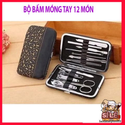 Bộ Bấm Móng Tay 12 Món Aulyshop - Dụng Cụ Chăm Sóc Móng Hoàn Hảo, Bao Gồm Kéo Cắt Lông Mũi, Kìm Cắt Da, Máy Nặn Mụn