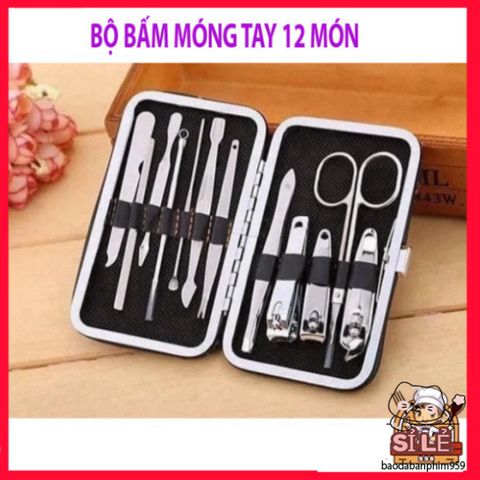 Bộ Bấm Móng Tay 12 Món Aulyshop - Dụng Cụ Chăm Sóc Móng Hoàn Hảo, Bao Gồm Kéo Cắt Lông Mũi, Kìm Cắt Da, Máy Nặn Mụn