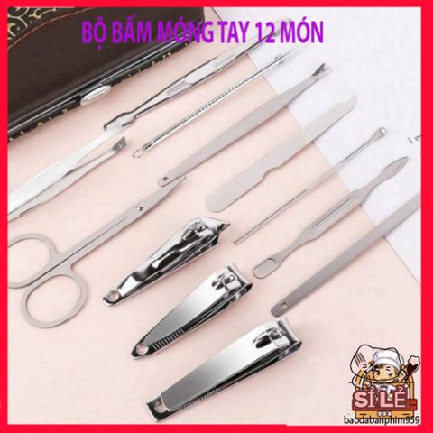 Bộ Dụng Cụ Chăm Sóc Móng Tay & Da 12 Món Inox Xi Cao Cấp - Hộp Da Sang Trọng, Tiện Lợi Cho Phái Nữ Mọi Lúc Mọi Nơi