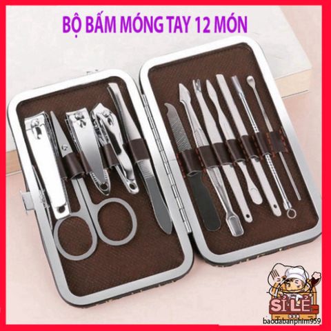 Bộ Dụng Cụ Chăm Sóc Móng Tay & Da 12 Món Inox Xi Cao Cấp - Hộp Da Sang Trọng, Tiện Lợi Cho Phái Nữ Mọi Lúc Mọi Nơi