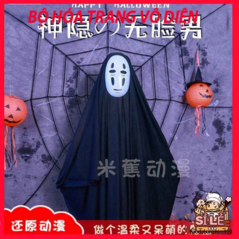 Bộ Đồ Cosplay Vô Diện Halloween - Áo Choàng, Mặt Nạ và Găng Tay Đen Độc Đáo Từ Spirited Away cho Tín Đồ Nghệ Thuật
