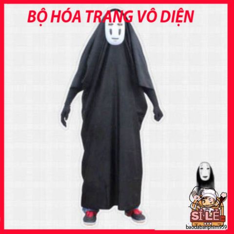 Bộ Đồ Cosplay Vô Diện Halloween - Áo Choàng, Mặt Nạ và Găng Tay Đen Độc Đáo Từ Spirited Away cho Tín Đồ Nghệ Thuật