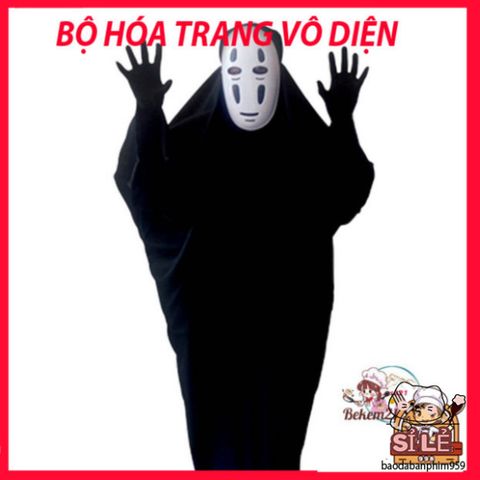 Bộ Đồ Cosplay Vô Diện Halloween - Áo Choàng, Mặt Nạ và Găng Tay Đen Độc Đáo Từ Spirited Away cho Tín Đồ Nghệ Thuật