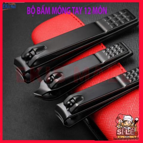 Bộ Bấm Móng Tay 12 Món Thép Không Gỉ Cao Cấp - Dụng Cụ Chăm Sóc Móng Tiện Dụng Tại Nhà - Quà Tặng Thích Hợp Cho Mọi Đối Tượng