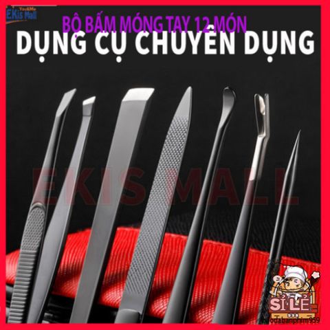 Bộ Bấm Móng Tay 12 Món Thép Không Gỉ Cao Cấp - Dụng Cụ Chăm Sóc Móng Tiện Dụng Tại Nhà - Quà Tặng Thích Hợp Cho Mọi Đối Tượng