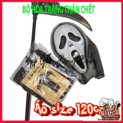 Bộ Trang Phục Thần Chết Halloween - Áo Choàng, Mặt Nạ & Lưỡi Hái Đầy Ma Quái - Phù Hợp Cho Tiệc Tùng, Đồ Hóa Trang Cho Bé & Người Lớn