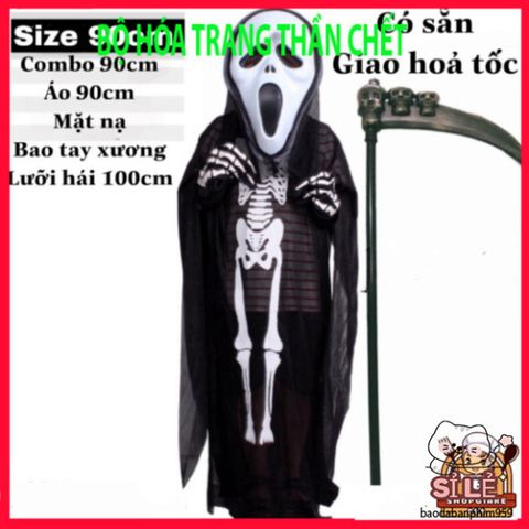 Bộ Trang Phục Thần Chết Halloween - Áo Choàng, Mặt Nạ & Lưỡi Hái Đầy Ma Quái - Phù Hợp Cho Tiệc Tùng, Đồ Hóa Trang Cho Bé & Người Lớn