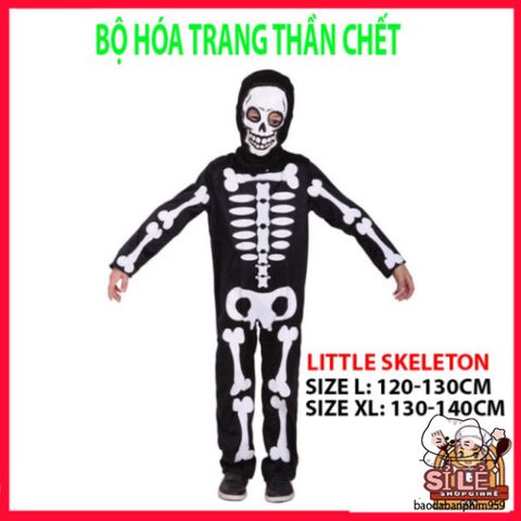 Bộ đồ cải trang thần chết Hades cho trẻ em - Halloween độc đáo với mũ và lưỡi hái, phù hợp cho lễ hội kỳ bí