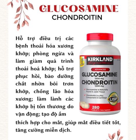 Viên uống bổ khớp Glucosamine Chondroitin Sulfate Kirkland 280 viên - Hỗ trợ xương khớp chất lượng Mỹ