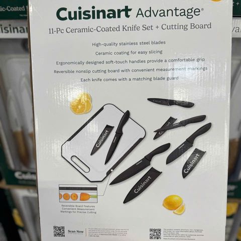 Bộ dao Cuisinart Advantage 11 món cao cấp - Dao phủ ceramic chống dính và thớt nhựa tiện lợi - Dụng cụ bếp an toàn và bền đẹp