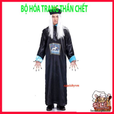 Bộ Trang Phục Halloween Hắc Bạch Vô Thường - Quái Vật Thần Chết Scream, Áo Choàng Kèm Găng Tay, Phụ Kiện Ma Quái ấn Tượng