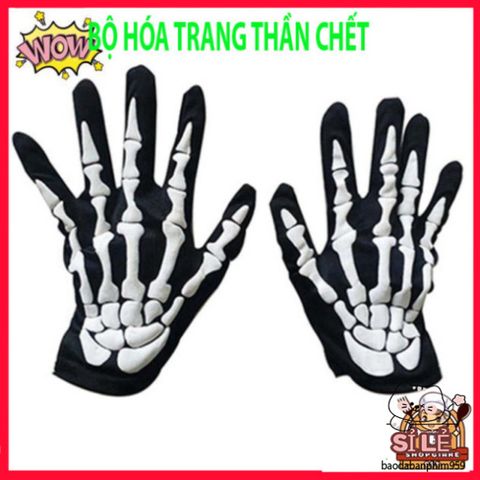 Bộ Hóa Trang Halloween Thần Chết Scream Kèm Áo Choàng, Găng Tay Xương - Trang Phục Ma Quái Tuyệt Đẹp Cho Bữa Tiệc Hóa Trang