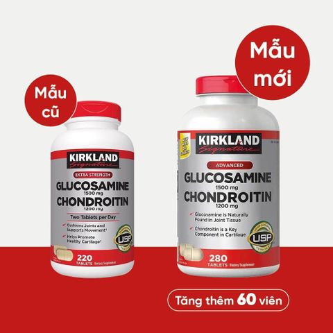 Viên Uống Bổ Xương Khớp Kirkland Glucosamine Chondroitin 1500mg - Hỗ Trợ Sức Khỏe Xương Khớp, 280 Viên Mỹ Chính Hãng