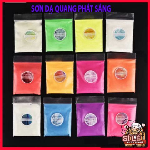 Bột màu dạ quang siêu sáng 10g - 12 màu sắc phát sáng mạnh mẽ cho trang trí không gian, nghệ thuật và sự kiện rực rỡ.
