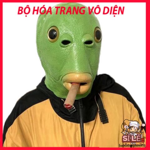Mặt Nạ Silicone Xanh Lá Hình Đầu Cá - Mặt Nạ Hóa Trang Vui Nhộn Cho Tiệc Halloween, Giáng Sinh, Cosplay, Chất Lượng Cao