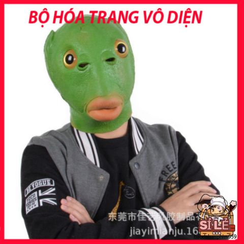 Mặt Nạ Silicone Xanh Lá Hình Đầu Cá - Mặt Nạ Hóa Trang Vui Nhộn Cho Tiệc Halloween, Giáng Sinh, Cosplay, Chất Lượng Cao