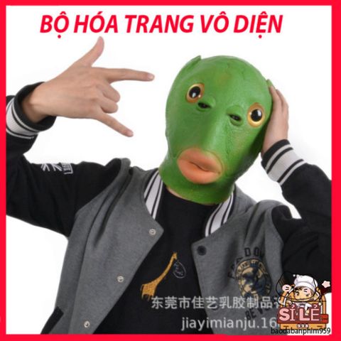Mặt Nạ Silicone Xanh Lá Hình Đầu Cá - Mặt Nạ Hóa Trang Vui Nhộn Cho Tiệc Halloween, Giáng Sinh, Cosplay, Chất Lượng Cao