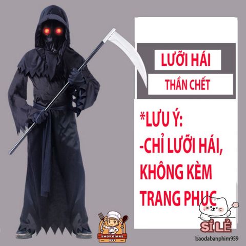 Lưỡi Hái Nhựa Thần Chết - Phụ Kiện Halloween Ma Quái, Trang Trí Tiệc Hóa Trang, Tạo Dáng Ấn Tượng 55cm, 1m, 1m45