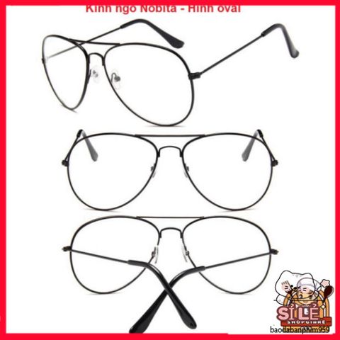 Mắt Kính Ngố Nobita - Kính Tròn Phong Cách Thầy Bói Thời Trang Nam Nữ - Phụ Kiện Kiểu Dáng Hàn Quốc Kèm Kẹp Tóc Xinh Đẹp