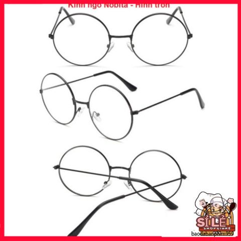 Mắt Kính Ngố Nobita - Kính Tròn Phong Cách Thầy Bói Thời Trang Nam Nữ - Phụ Kiện Kiểu Dáng Hàn Quốc Kèm Kẹp Tóc Xinh Đẹp