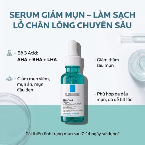 Serum La Roche-Posay Effaclar 30ml - Tinh Chất Giảm Mụn, Mờ Thâm, Thu Nhỏ Lỗ Chân Lông Cho Da Dầu Mụn, Mỹ Phẩm Pháp