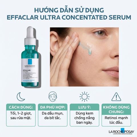 Serum La Roche-Posay Effaclar 30ml - Tinh Chất Giảm Mụn, Mờ Thâm, Thu Nhỏ Lỗ Chân Lông Cho Da Dầu Mụn, Mỹ Phẩm Pháp