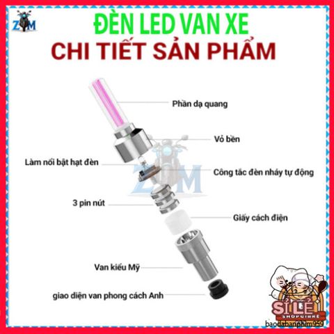 Bộ 2 Đèn LED Gắn Bánh Xe Đạp Xe Máy - Đèn Neon Phát Sáng Nắp Van An Toàn và Thời Trang cho Chuyến Đi Ban Đêm