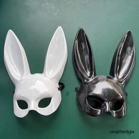Mặt Nạ Thỏ Bunny Đen Trắng Tai Dài - Phụ Kiện Hóa Trang Halloween Cho Cả Nam Nữ, Độc Đáo, Giao Hàng Nhanh Chóng