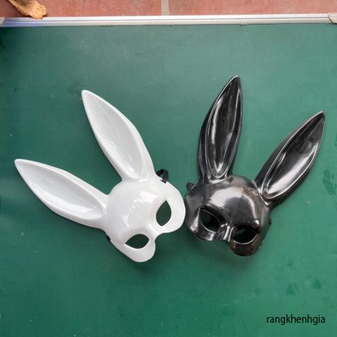 Mặt Nạ Thỏ Bunny Đen Trắng Tai Dài - Phụ Kiện Hóa Trang Halloween Cho Cả Nam Nữ, Độc Đáo, Giao Hàng Nhanh Chóng