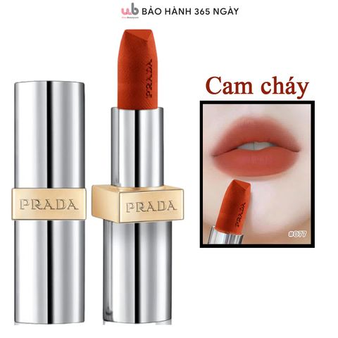 Son Thỏi Lì Prada 077 Arancio Màu Cam Cháy - Thời Thượng, Quyến Rũ, Lipstick 3.8g Chính Hãng