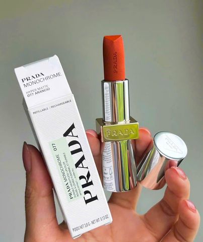 Son Thỏi Lì Prada 077 Arancio Màu Cam Cháy - Thời Thượng, Quyến Rũ, Lipstick 3.8g Chính Hãng