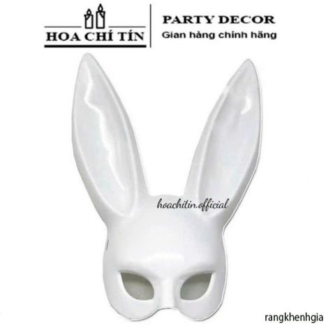 Mặt Nạ Halloween Thỏ Bunny Tai Dài Đen Trắng - Phụ Kiện Hóa Trang Thú Vị Cho Bữa Tiệc và Lễ Hội
