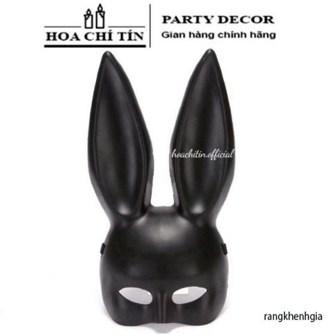 Mặt Nạ Halloween Thỏ Bunny Tai Dài Đen Trắng - Phụ Kiện Hóa Trang Thú Vị Cho Bữa Tiệc và Lễ Hội