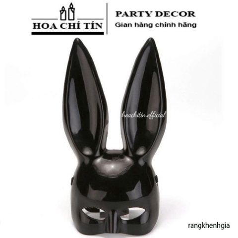 Mặt Nạ Halloween Thỏ Bunny Tai Dài Đen Trắng - Phụ Kiện Hóa Trang Thú Vị Cho Bữa Tiệc và Lễ Hội
