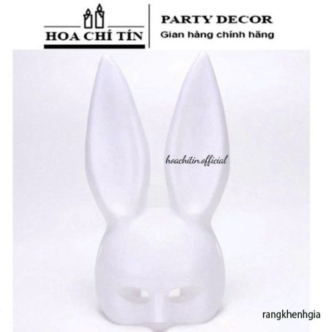 Mặt Nạ Halloween Thỏ Bunny Tai Dài Đen Trắng - Phụ Kiện Hóa Trang Thú Vị Cho Bữa Tiệc và Lễ Hội