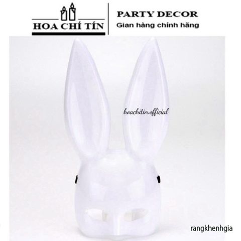 Mặt Nạ Halloween Thỏ Bunny Tai Dài Đen Trắng - Phụ Kiện Hóa Trang Thú Vị Cho Bữa Tiệc và Lễ Hội