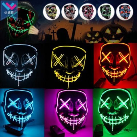Mặt Nạ Hóa Trang Halloween LED Dạ Quang Nhiều Màu - Mặt Nạ Phát Sáng Kỳ Diệu Cho Tiệc Hóa Trang và Lễ Hội