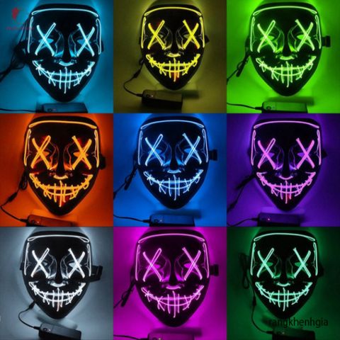 Mặt Nạ Phát Sáng Halloween Hacker LED Nhiều Màu - Đồ Hóa Trang EL Luminous Độc Đáo Cho Tiệc Hóa Trang