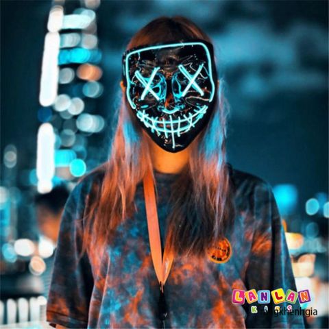 Mặt Nạ Phát Sáng Halloween Hacker LED Nhiều Màu - Đồ Hóa Trang EL Luminous Độc Đáo Cho Tiệc Hóa Trang