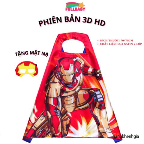 Áo Choàng Siêu Nhân 3D HD Kèm Mặt Nạ Elsa, Người Nhện, Người Sắt - Đồ Chơi Hóa Trang Cosplay Cho Bé từ FULLBABY