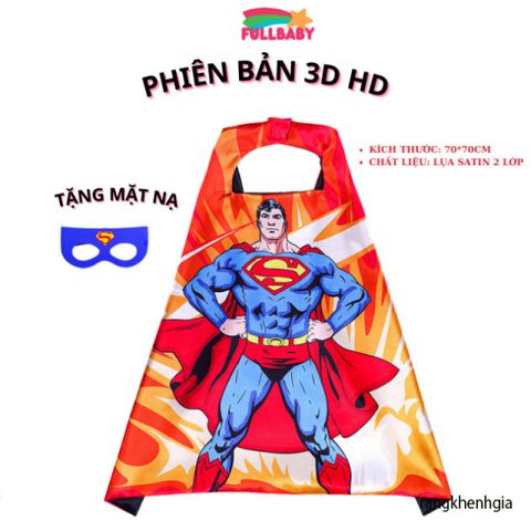 Áo Choàng Siêu Nhân 3D HD Kèm Mặt Nạ Elsa, Người Nhện, Người Sắt - Đồ Chơi Hóa Trang Cosplay Cho Bé từ FULLBABY